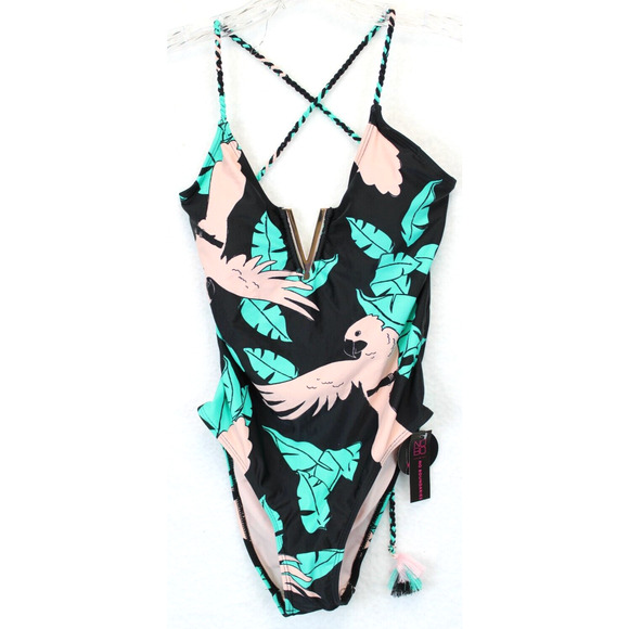 No Boundaries One-Piece Strappy Swimsuit Juniors S Polly Tropical Beach - Picture 3 of 9